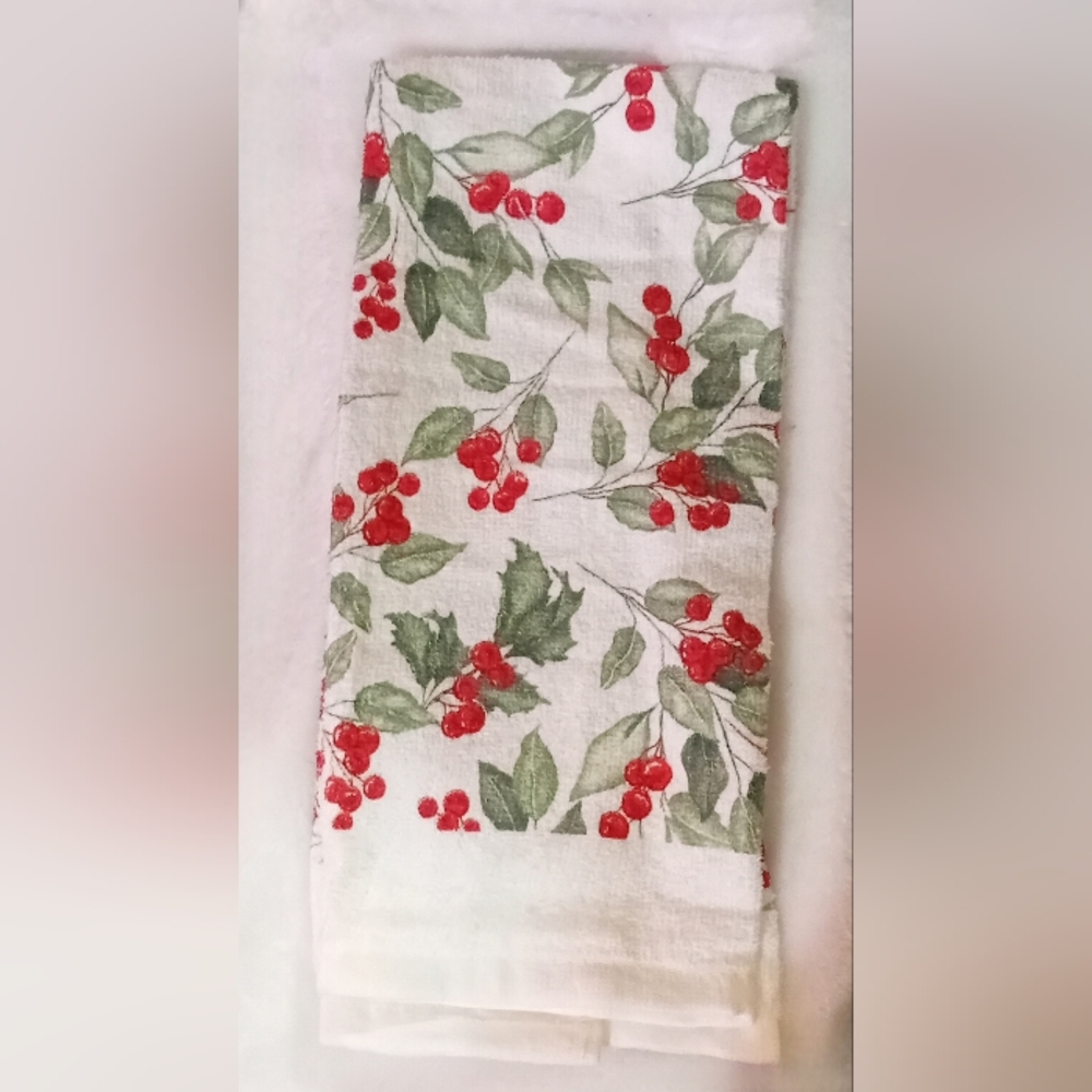 Festive Holly Berry Kitchen Towel